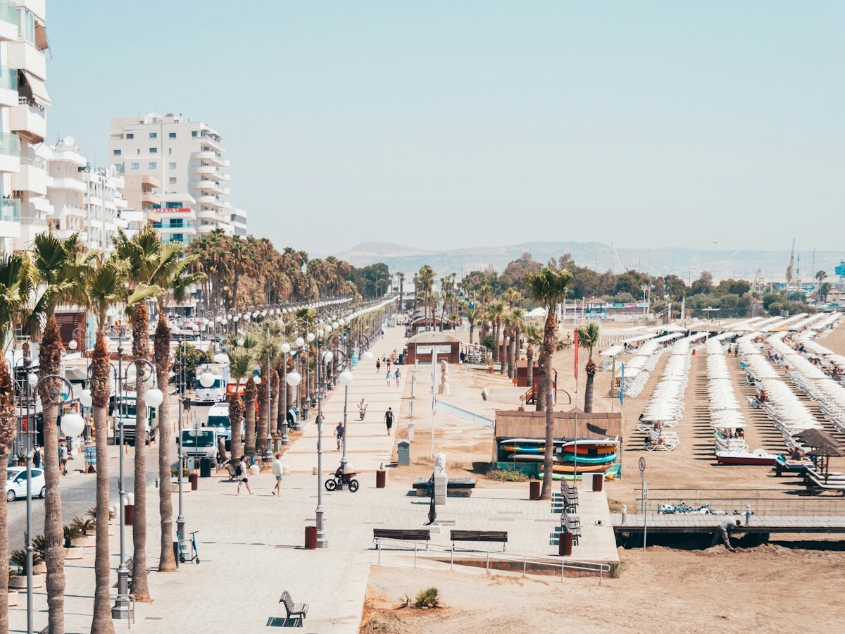 Faleza cu palmieri din Larnaca